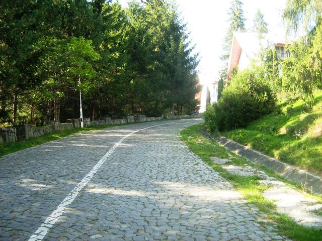 Drumul pietruit care urcă prin stațiunea Voineasa, vara